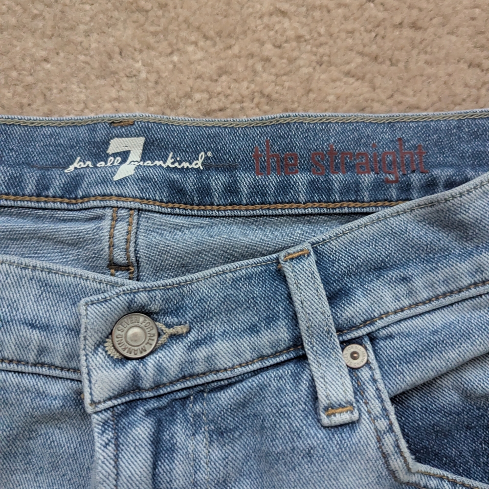 7 For All Mankind Men's Light Blue The Straight Jeans 32x33.25 - Picture 3 of 7